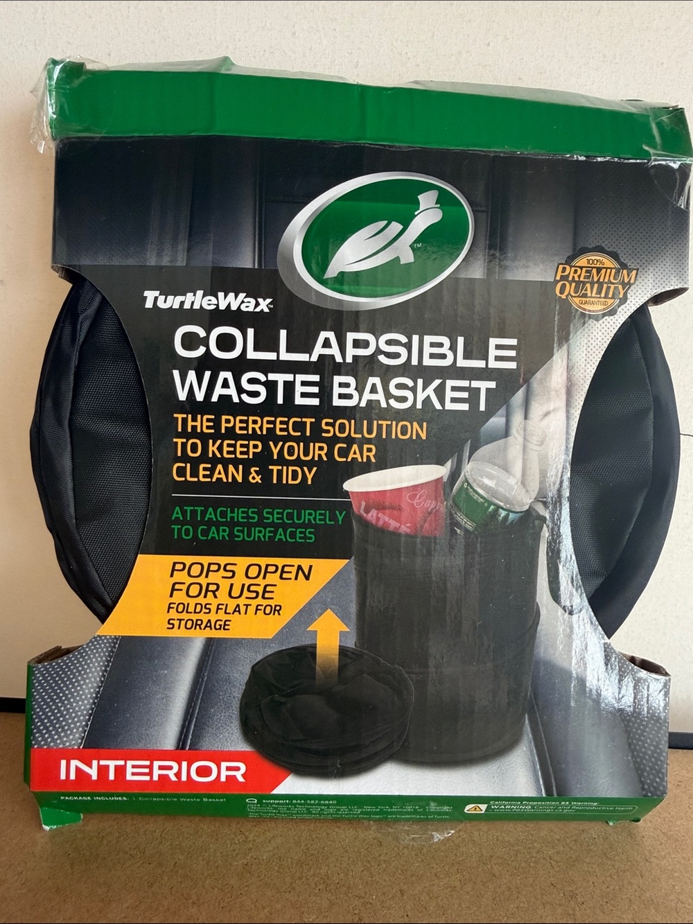 Black Collapsible Waste Basket for Car Interior